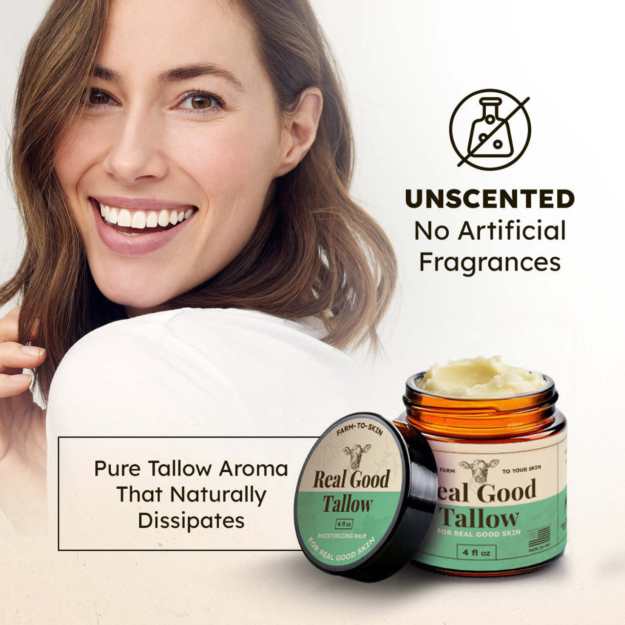 RG Tallow Co and Honey Balm - 100% Grass Fed & Finished Beef Tallow Face Moisturizer with Manuka Honey, Olive Oil & Calendula - 4 oz - Lotion for Real Good Skin - Sebo de Res Para la Cara Made In USA
